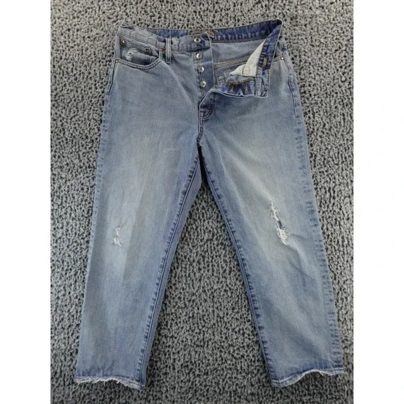 J Crew Point Sur Jeans Womens 30x26 Slouchy Boyfriend Button Fly ‎ Distressed