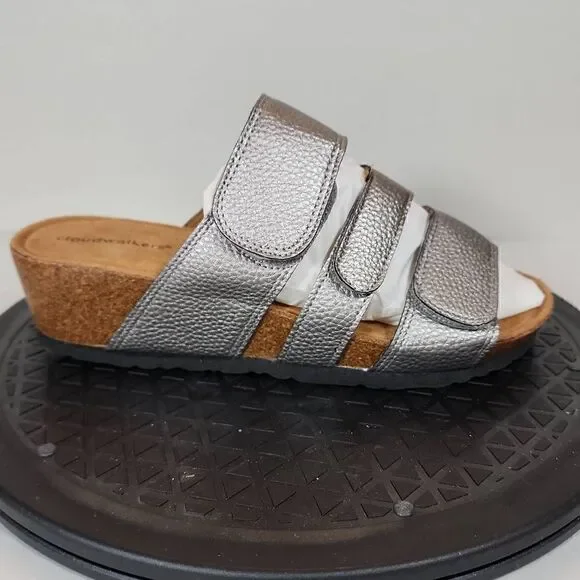 Cloudwalkers Plus Size Wedge Penny in Pewter Metallic Women's Size 7W