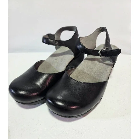 Dansko Sam Mary Jane Closed Toe Sandals Black Leather EU41 US 10.5-11