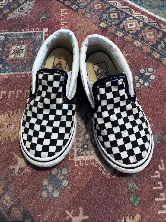 Vans Kids Slip-On Checkerboard Sneakers - Black & White