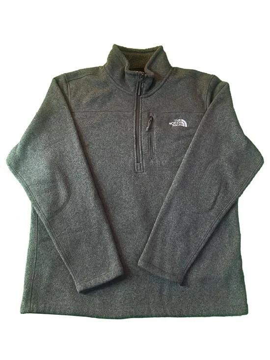The North Face Sherpa Lined Quarter Zip Fleece Pullover Charcoal Gray Mens Large