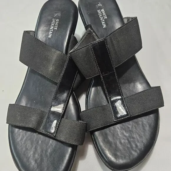 White Mountain Black Strappy Sandals