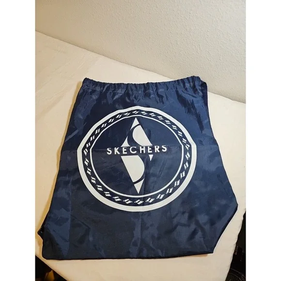 Skechers Nylon Drawstring Bag Backpack Gym Bag Tote Sack Navy‎ Blue 17