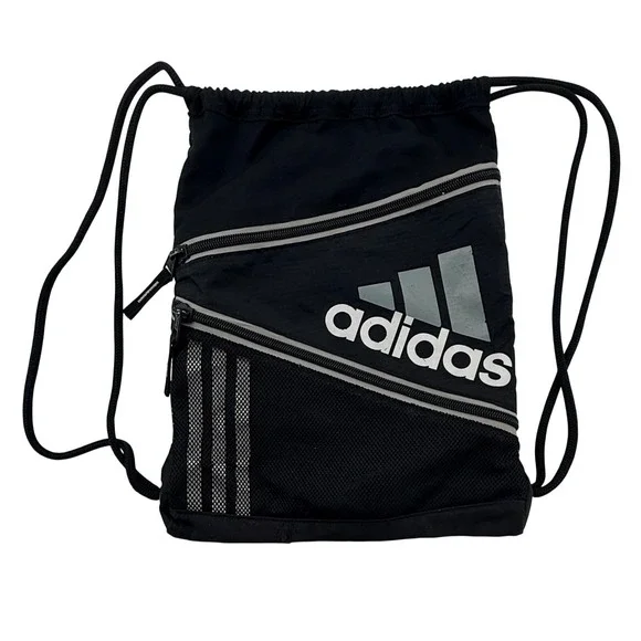 Adidas Drawstring Backpack Black Gym Sack Bag Cinch Sack‎ Athletic