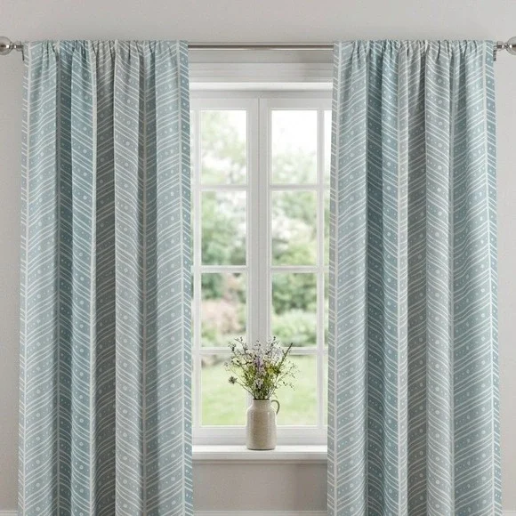 Ambesonne Blue Geometric Chevron 2 Panel Window Curtains 56x95 Rod Pocket NEW