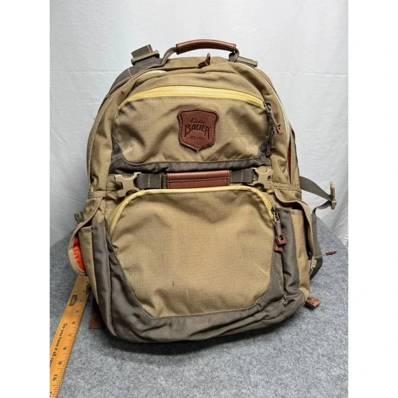 Eddie Bauer Adventurer All-Around Backpack Leather & Nylon Leather Accents