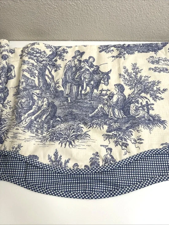 WAVERLY Valance Curtain Panel Blue Cream Toile 18