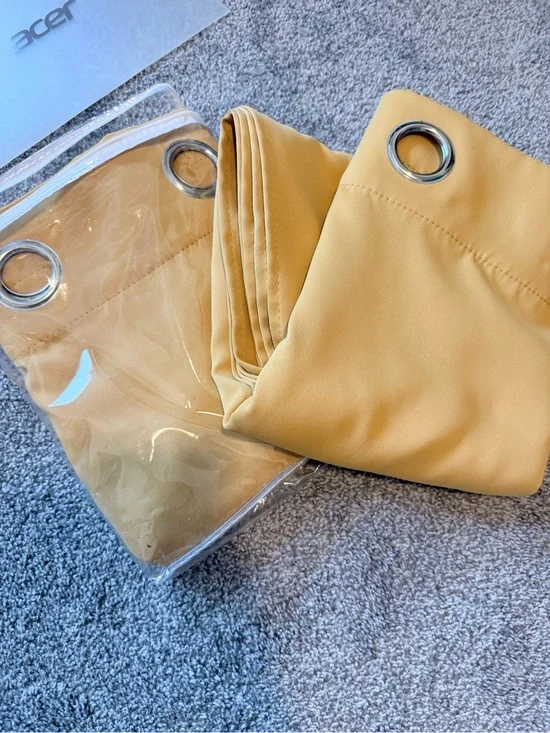 Yellow Curtain Panels with Silver Grommets 52” x 95” 2 panels