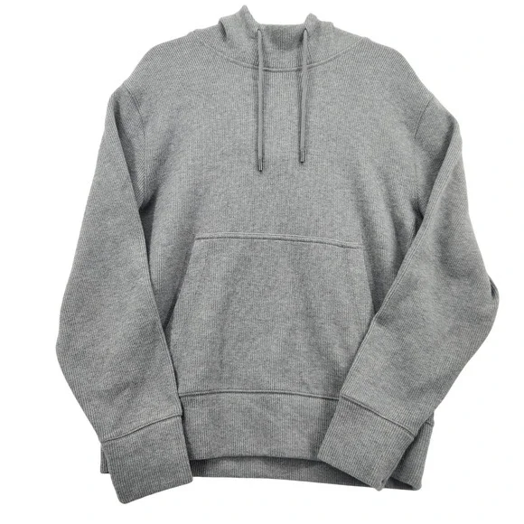 Banana Republic‎ French Rib Hoodie Mens Medium Light Grey Pullover 815018-01-1