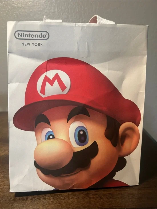 Nintendo Mario Red and White Character paper Gift Bag 7”x11”