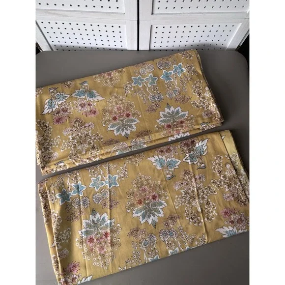 Maison D Hermine Curtain Panels Set/2 Cotton Marquise Yellow Floral 99.5x50