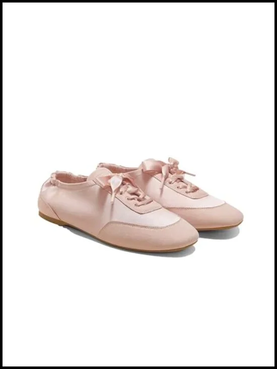 Women's Square-Toe Sneakers Triple-Layer Sole Eco-Friendly Satin Lace-Up