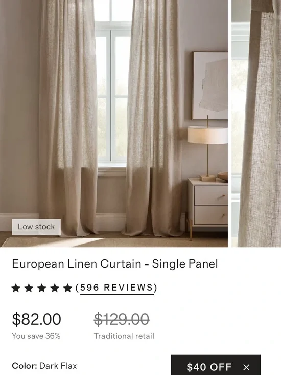 Quince Linen Curtain Panel — Dark Flax Neutral