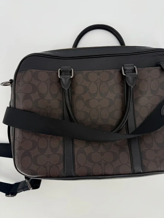 Coach Perry Slim Briefcase Signature Brown