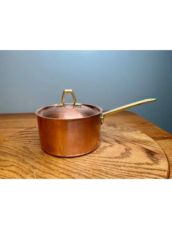 Vintage  Paul Revere Ware  1 quart  Copper Saucepan With Lid Bicentennial Brass