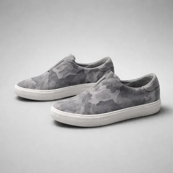 J/Slides NYC Gray Camo Suede Slip On Platform‎ Sneakers Womens 8.5 M