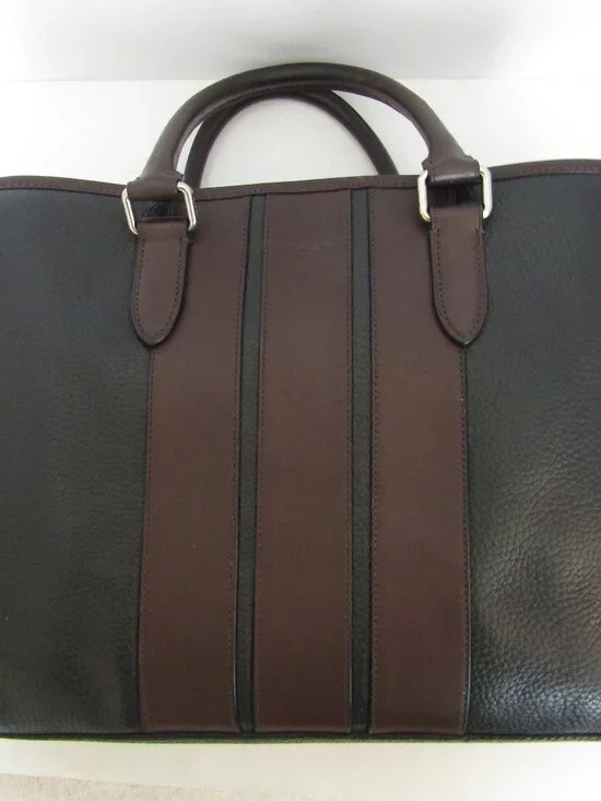 Leather Coach Briefcase / Laptop bag,  Black with Brown accents, EUC