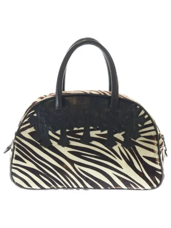 Chrome Hearts Gym Small Bag Zebra Pattern Gym Bag Small Leather Handbag White