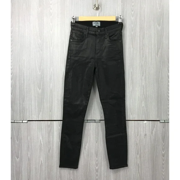 AGOLDE Women's Black Leatherette Sophie Crop Skinny Jeans Size‎ 24