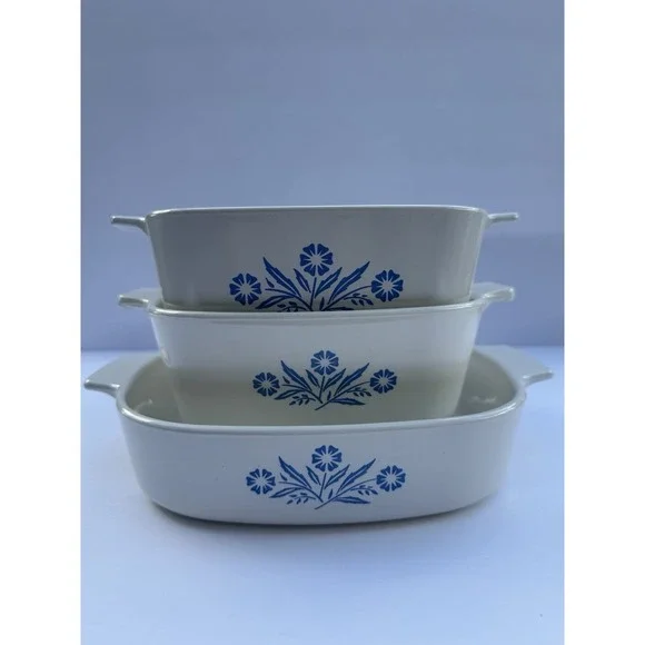 CorningWare Cornflower Blue Floral Casserole Vintage Dishes