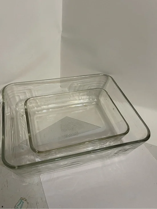 2 Rectangular Pyrex Aqua Glass baking Dishes Medium & Small
