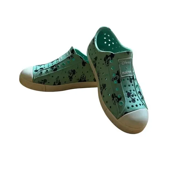 Native x Disney Mickey Mouse Jefferson Slip On Shoes Mint Green Kids