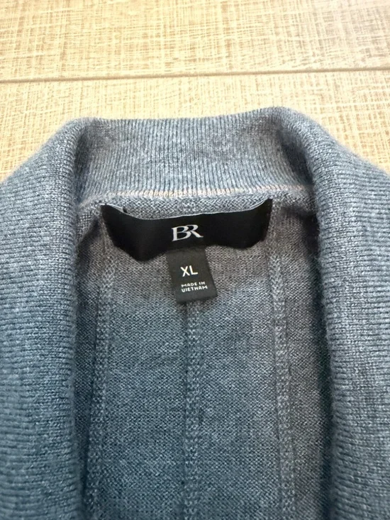 Banana Republic Men's Ribbed Knit Button Down Polo Sweater Cardigan Gray XL