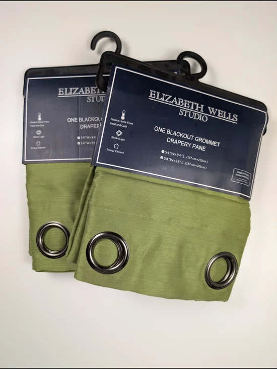 Elizabeth Wells Blackout Grommet Curtains Green 54