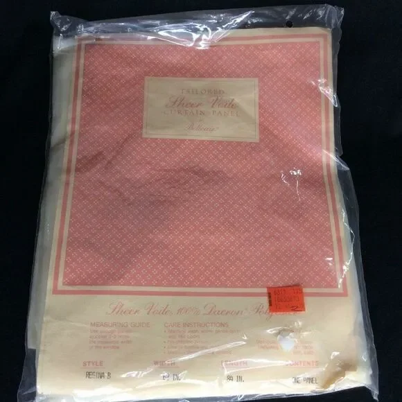 Vintage Belleaire Sheer Voile White Window Curtain Panel 62 x 84 Set 3 New