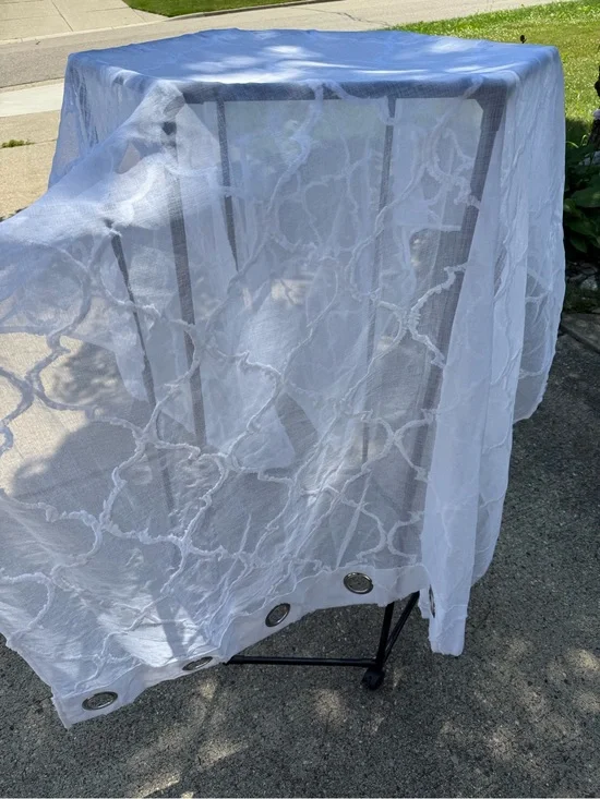 Sold-  White Decorative Curtain Panel with Grommets(lot of 4) 86x54”