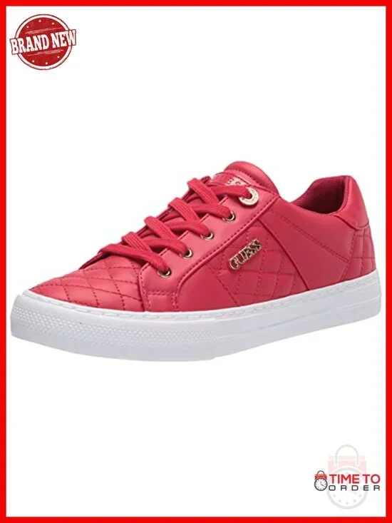Quilted Faux Leather Fashion Sneakers with Lace-Up Closure