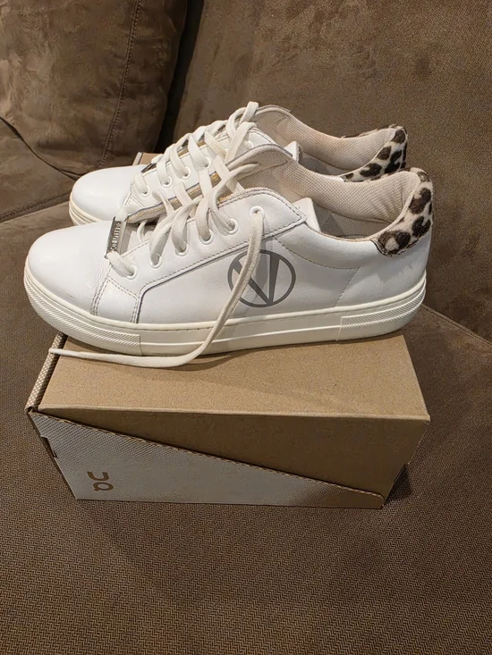 White Valentino Women's Low-Top Sneakers with Leopard Trim