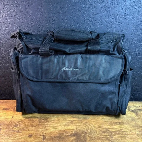 Eddie Bauer Commuter Briefcase Black Ballistic Nylon Messenger Bag Large Mens