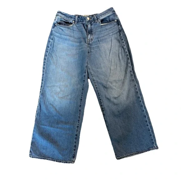 Madewell Jeans Curvy‎ Super Wide Leg High Rise Sz 31P (30x26) Baggy Medium Wash