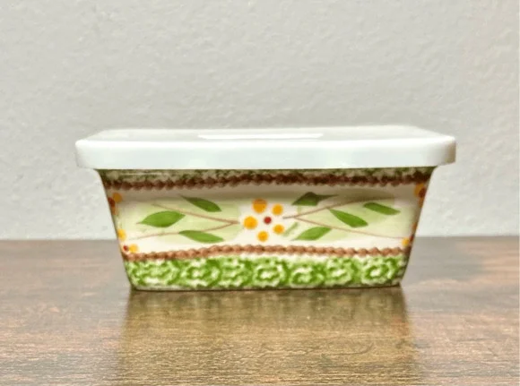 Temptations by Tara Presentable Ovenware Old World Green Small Loaf Pan w/ lid