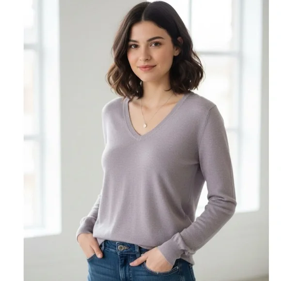 Banana‎ Republic Luxury Silk Cashmere & cotton Blend Sweater in light purple L