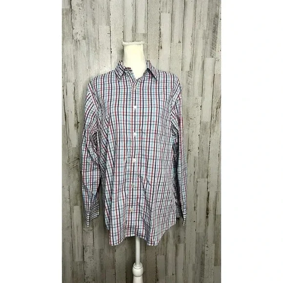 Banana Republic‎ Men's Size Large 16-16.5 Slim Fit Multicolor Plaid Dress Shirt