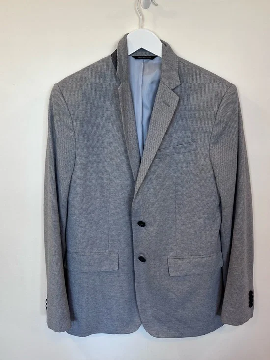 Banana Republic Mens Suit Jacket Size 38R Gray Two Button Sport Coat Preppy