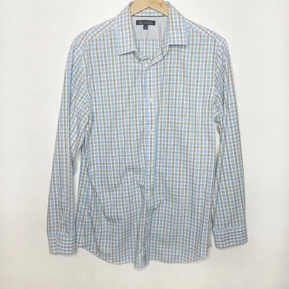 BANANA REPUBLIC Blue Check Button Down
