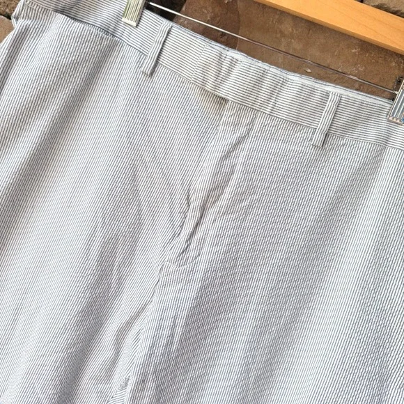 Banana Republic Mens 38x26 Slim Tapered Crop Fit Pants Seersucker Stripe Cuffed