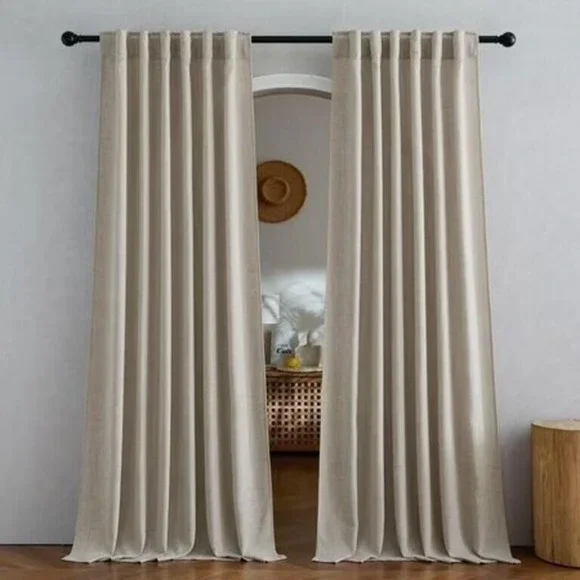 Nicetown 84in Linen Semi Sheer Curtains In Cream Color