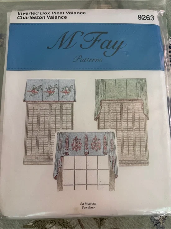 M'Fay Patterns Inverted Box Pleat & Charleston Valance - 9263 Uncut