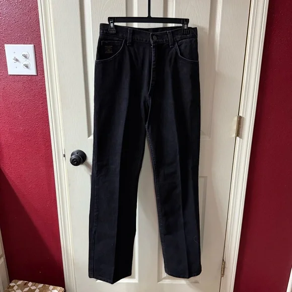 Vintage Wrangler Women Black High Waisted Straight Leg Jeans Made in USA‎ 8x32