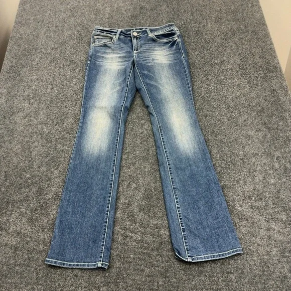 INC Denim Jeans Womens 8 Blue Cotton Blend Bootcut Flap Pockets Y2K Style