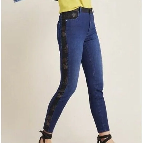Anthropologie Pilcro Ultra High-Rise Floral‎ Contrast Skinny Jeans Size 27