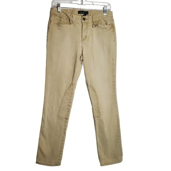 LAUREN Ralph Lauren 4 Tan Denim Riding Jeans Equestrian Cotton blend Knee‎ Patch