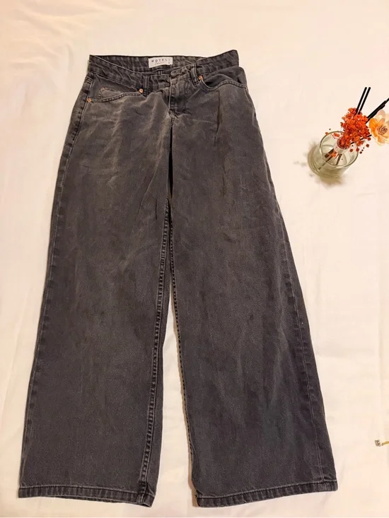 Motel Rocks Washed Black Wide-Leg Jeans