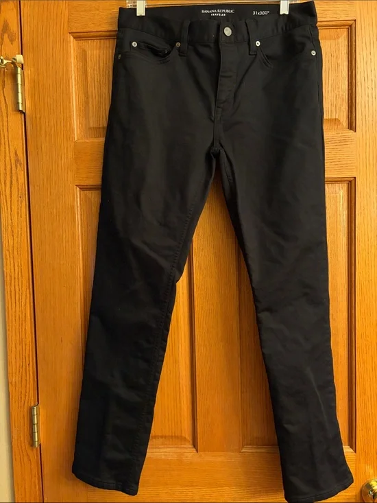 Two pairs of Banana Republic Traveler Black and Blue Slim Fit Pants Size 31x30