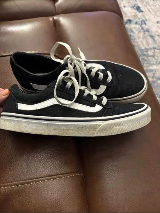 Vans Black and White Low-Top Canvas Sneakers - Men