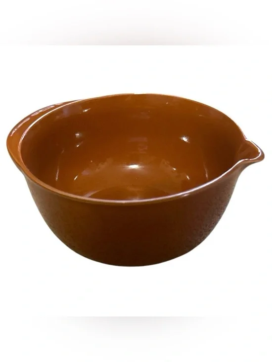 Vintage Brown Mixing Bowl with Spout, Made in Japan, Japanese Stoneware